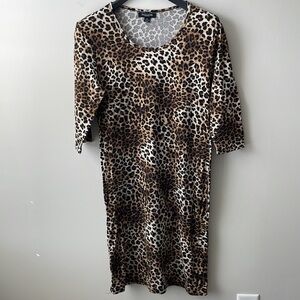 Rouge leopard print stretch midi length stretch dress women plus size 2X